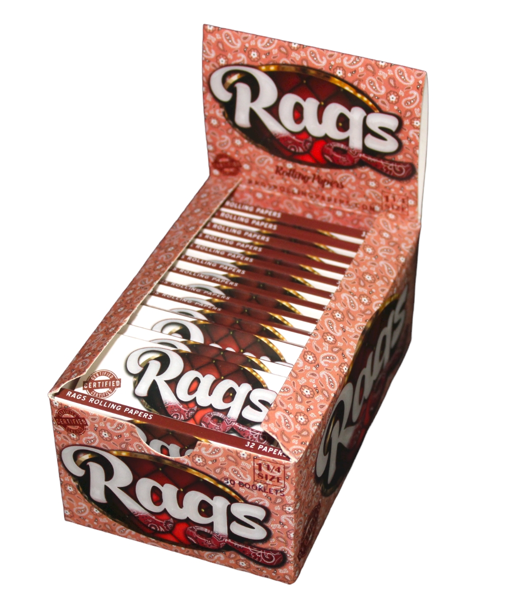 RAGS ROLLING PAPERS 1 -1/4" BOX OF 50 BOOKLETS (RED) picture