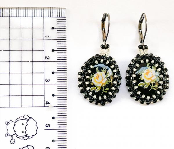 Yellow Flower Cabochon Dangle Earrings picture