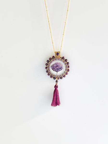 Purple Flower Pendant Necklace picture