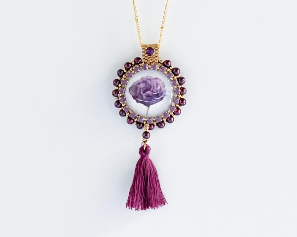 Purple Flower Pendant Necklace picture