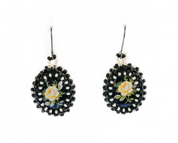 Yellow Flower Cabochon Dangle Earrings picture