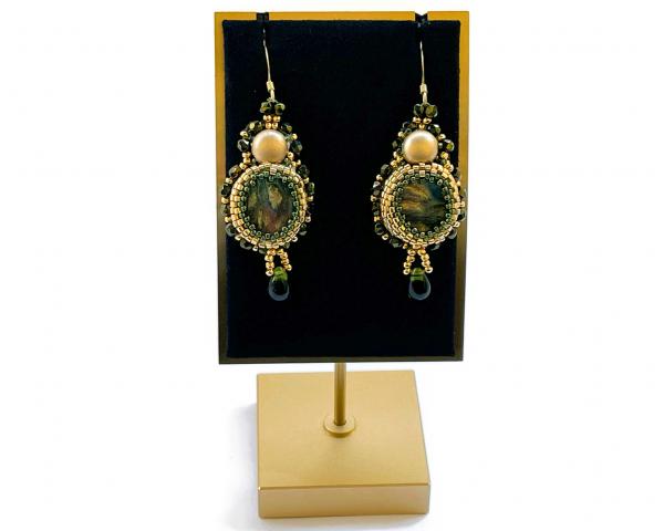Gorgeous green cabochon necklace and earrings set picture