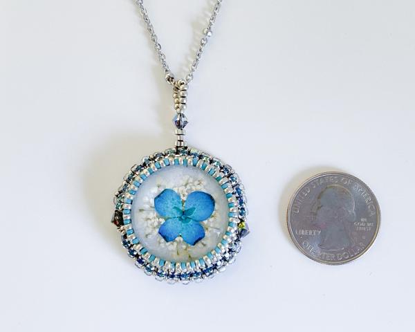 Dried Blue Flower Pendant Necklace picture