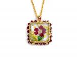 Dried red flower pendant necklace