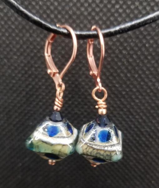 Green with blue/Foil Earrings picture