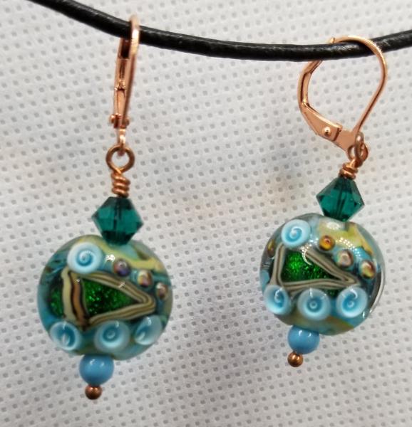 Green lentil bead earrings picture