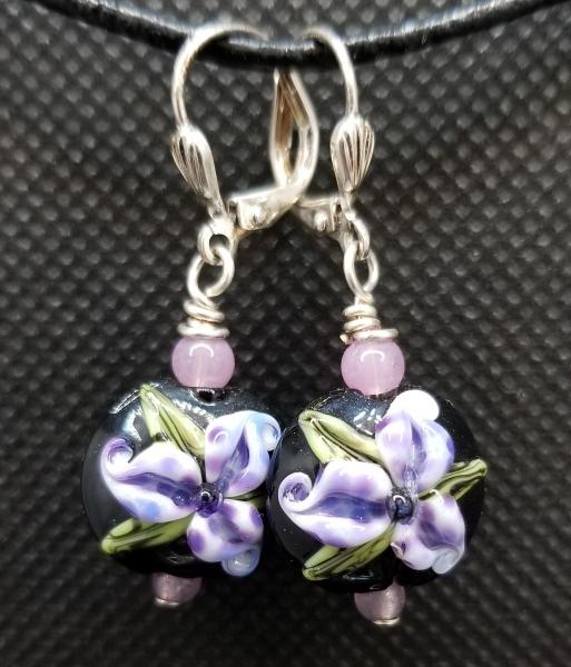 Purple Orchid  Lamp work Earring picture