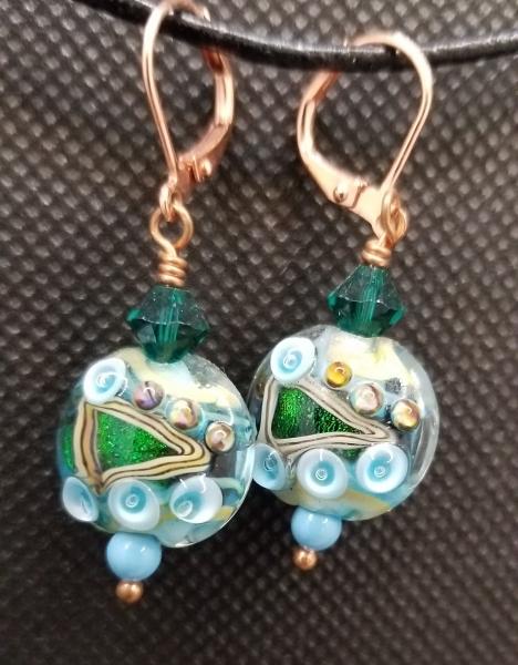 Green lentil bead earrings picture
