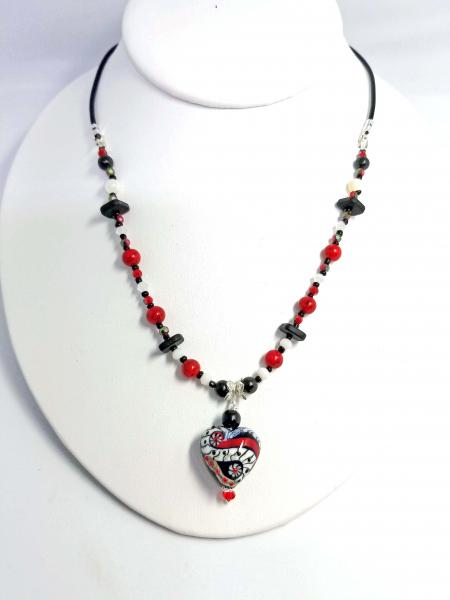 Black and red heart pendant
