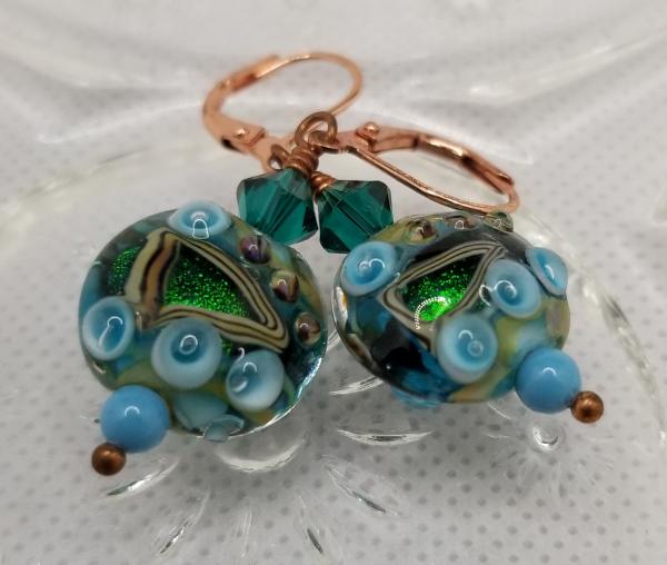 Green lentil bead earrings