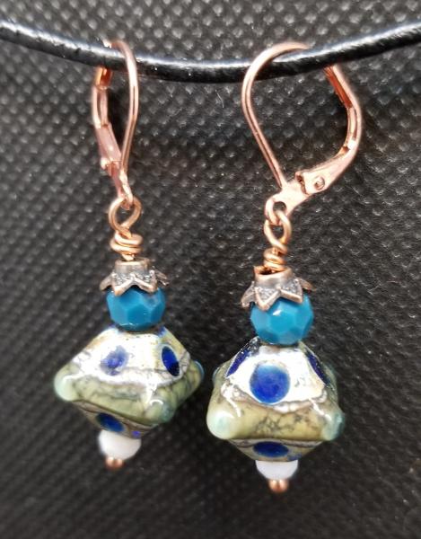 Green with blue/Foil Earrings picture