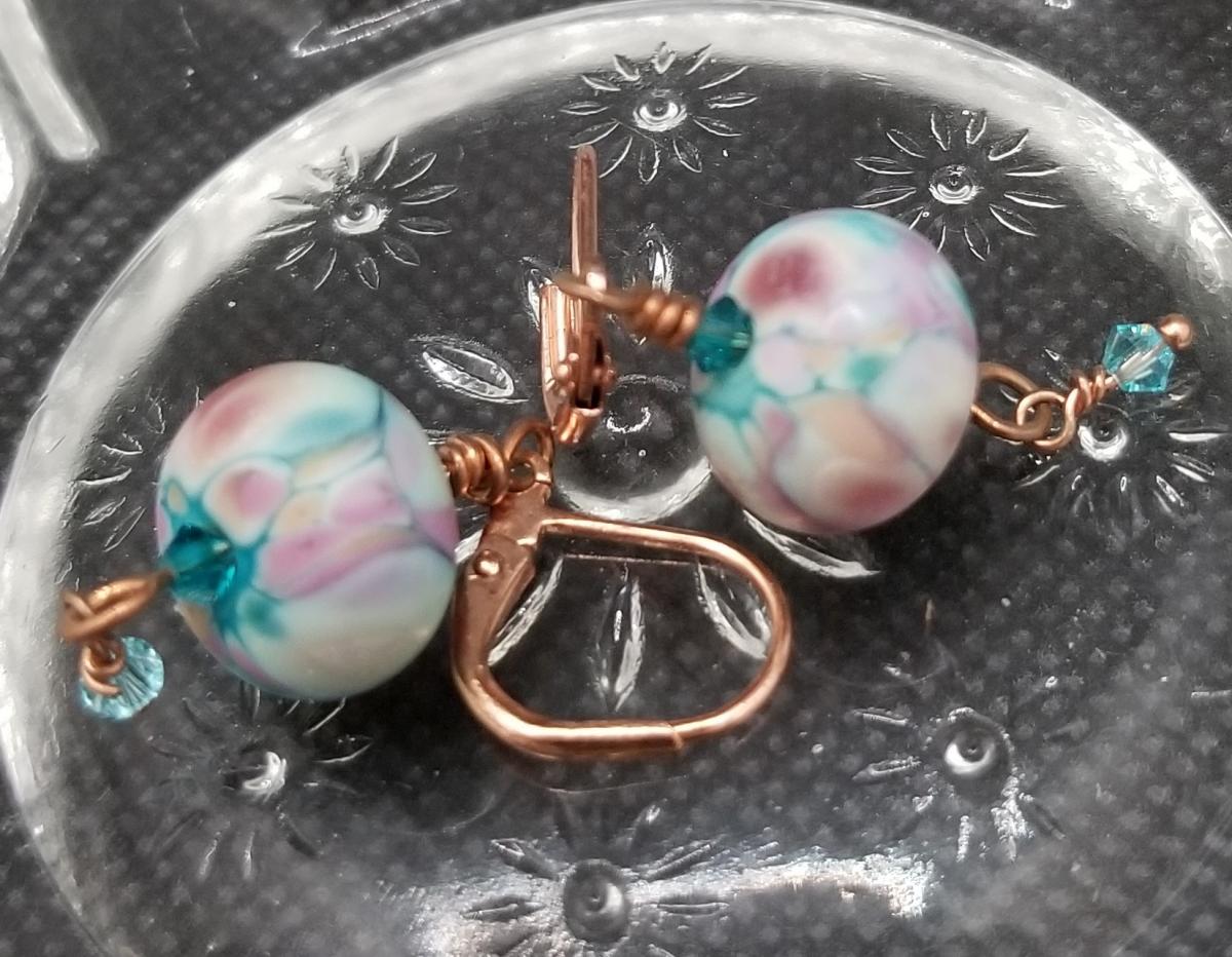 Lavender/Monet lamp work Earrings picture