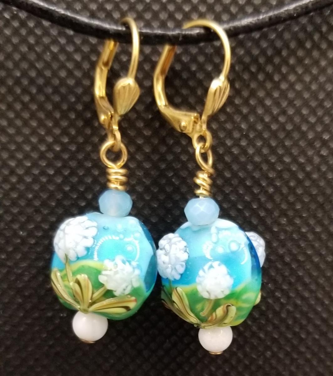 Dandelion in a Field of Blue Earrings picture