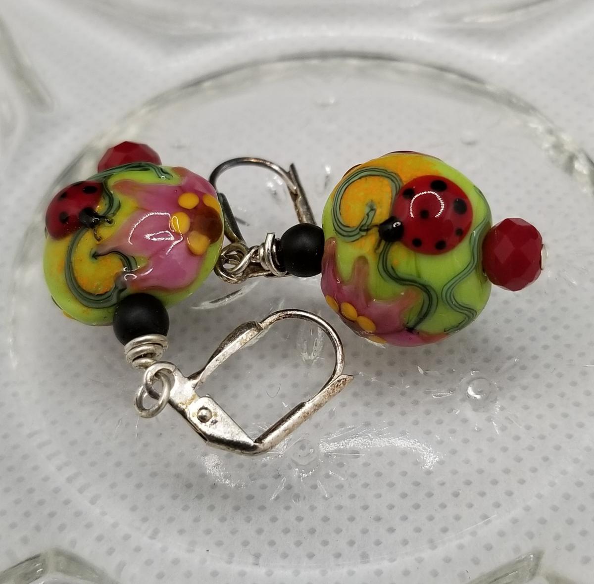 Ladybug Lamp work Earring picture