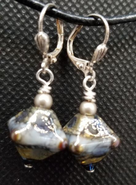 Gray Blue w/Silver Foil Earrings picture