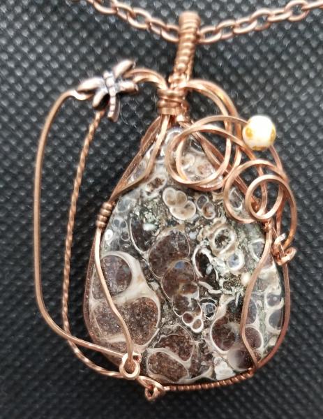 Turritella Agate  wrapped pendant