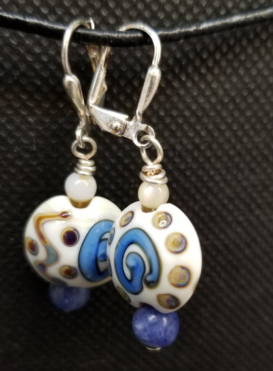 Blue and Ivory Earrings picture