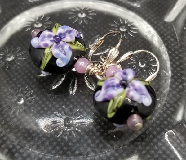 Purple Orchid  Lamp work Earring picture