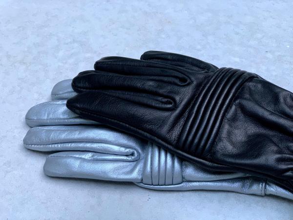 Rangers Dino Fury Gloves for Cosplay/Short gauntlet/Genuine Leather/Black&Silver