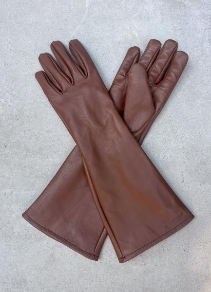 Super hero long gauntlet genuine leather gloves/BROWN
