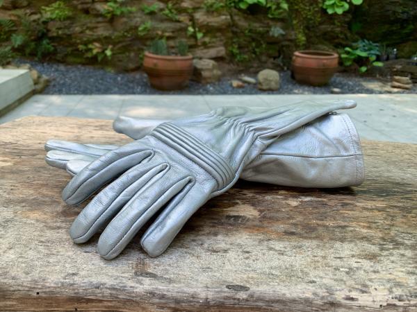 Leather Gloves for Power Rangers Cosplay/Silver/Long gauntlet/Top grain cowhide picture