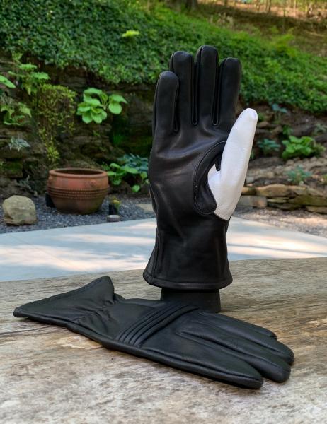 Ranger Hero Gloves for Cosplay/Short gauntlet/Top grain cowhide/Black with white thumb picture