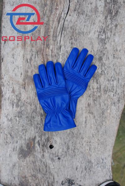 Leather Gloves for Power Rangers Cosplay/Short gauntlet/Top grain cowhide/Blue picture