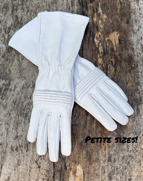 Petite sizes Power Rangers Cosplay gloves/Long gauntlet/Women/Lamb Leather/White