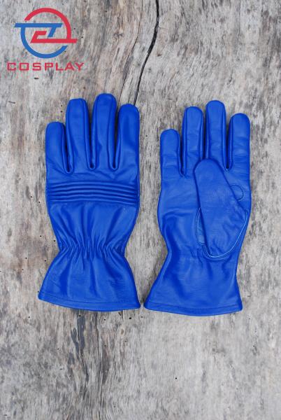 Leather Gloves for Power Rangers Cosplay/Short gauntlet/Top grain cowhide/Blue picture