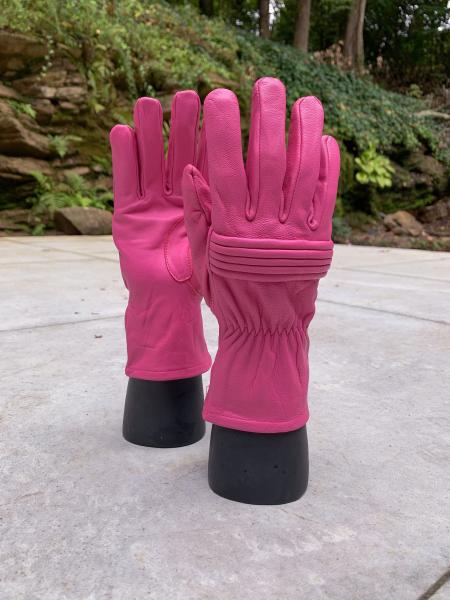 Leather Gloves for Power Rangers Cosplay/Long gauntlet/Women/Lamb Leather/Pink