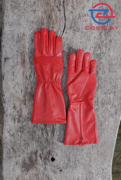 Leather Gloves for Power Rangers Cosplay/Long gauntlet/Top grain cowhide/Red picture