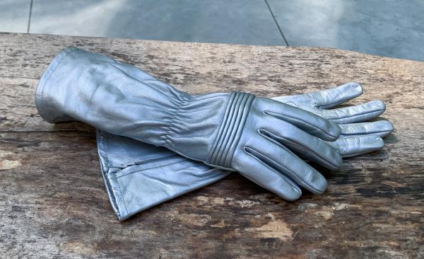 Leather Gloves for Power Rangers Cosplay/Silver/Long gauntlet/Top grain cowhide picture
