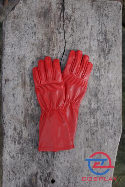 Leather Gloves for Power Rangers Cosplay/Long gauntlet/Top grain cowhide/Red picture