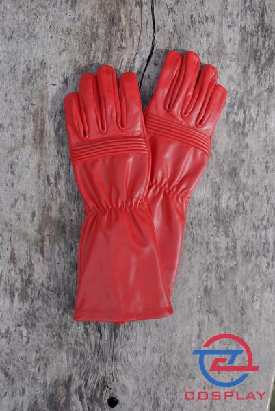 Leather Gloves for Power Rangers Cosplay/Long gauntlet/Top grain cowhide/Red picture