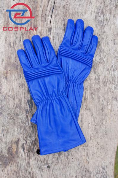 Ranger Hero Gloves for Cosplay/Long gauntlet/Top grain cowhide/Blue picture