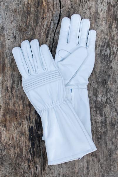 Leather Gloves for Power Rangers Cosplay/Long gauntlet/Top grain cowhide/White picture