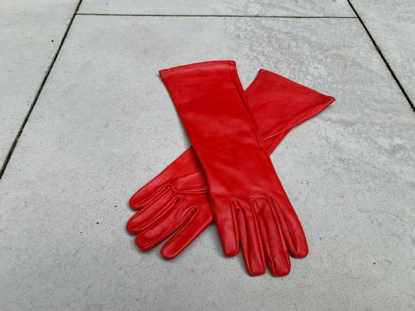 Super hero long gauntlet genuine leather gloves/Red picture