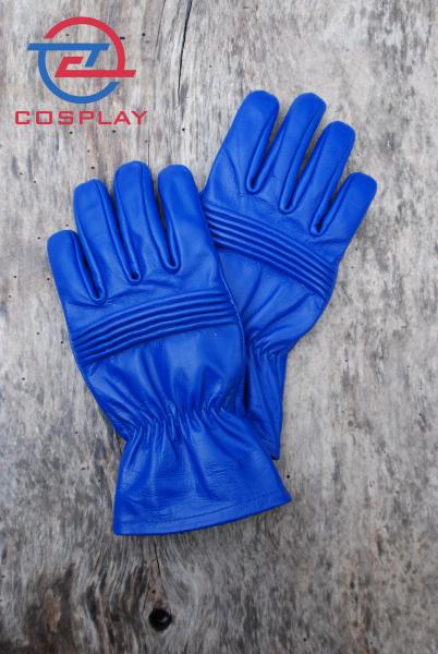 Leather Gloves for Power Rangers Cosplay/Short gauntlet/Top grain cowhide/Blue picture