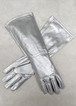 Super hero long gauntlet genuine leather gloves/SILVER