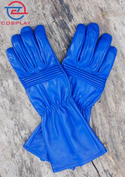 Ranger Hero Gloves for Cosplay/Long gauntlet/Top grain cowhide/Blue picture