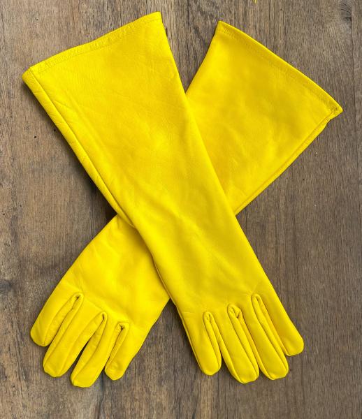 Super hero long gauntlet genuine leather gloves/Yellow picture