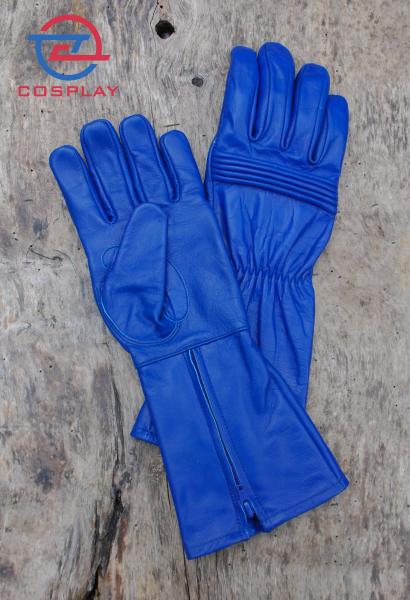 Ranger Hero Gloves for Cosplay/Long gauntlet/Top grain cowhide/Blue picture