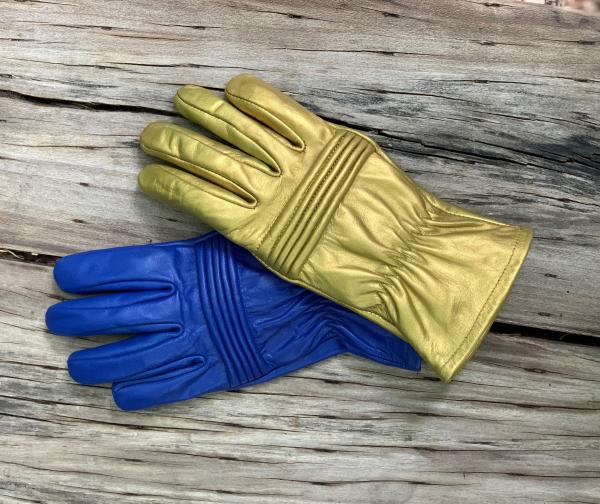 Rangers Dino Fury Gloves for Cosplay/Short gauntlet/Genuine Leather/Blue&Gold