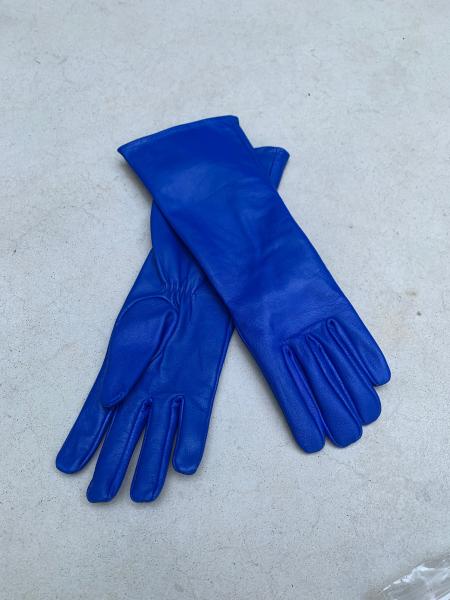 Super hero long gauntlet genuine leather gloves/Blue picture