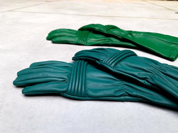 Leather Gloves for Power Rangers Cosplay/Long gauntlet/Top grain cowhide/Green