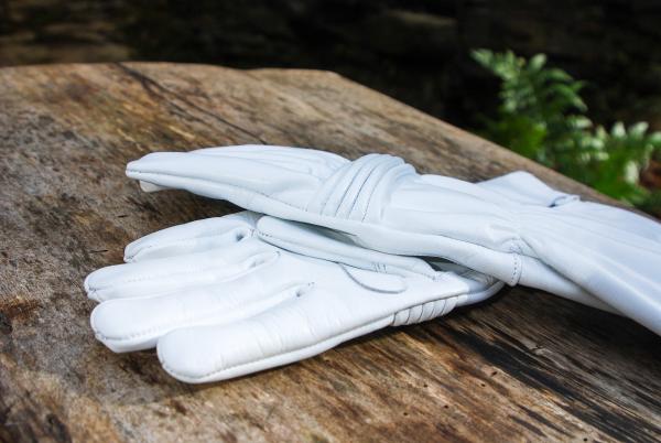 Leather Gloves for Power Rangers Cosplay/Long gauntlet/Top grain cowhide/White