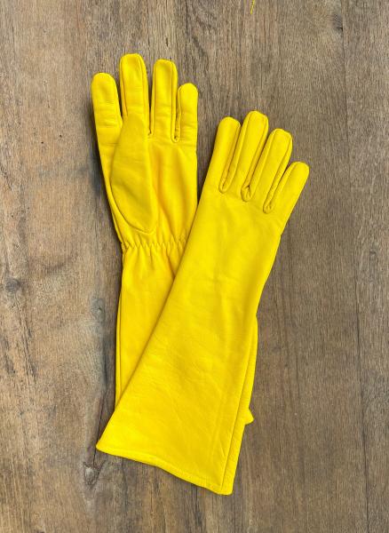 Super hero long gauntlet genuine leather gloves/Yellow picture