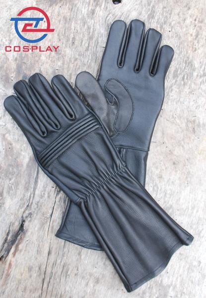 Leather Gloves for Power Rangers Cosplay/Long gauntlet/Top grain cowhide/Black picture