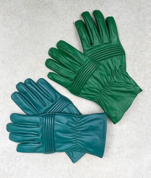 Gloves for Power Rangers Cosplay/Short gauntlet/Top grain cowhide/Green picture