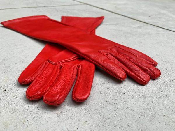 Super hero long gauntlet genuine leather gloves/Red picture